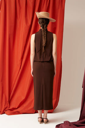 VESTIDO ANICETA MARRON